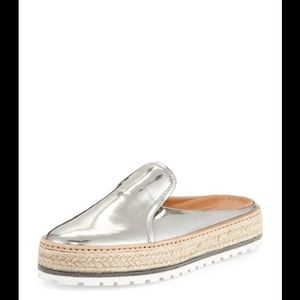 Brunello Cucinello Platform Espadrille Silver Mule